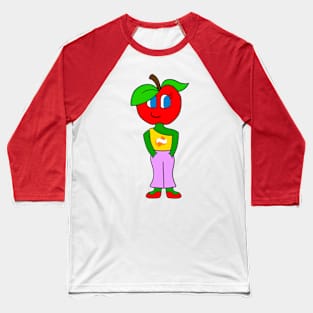 Cartoon Apple Girl Baseball T-Shirt